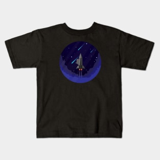 rocket in space Kids T-Shirt